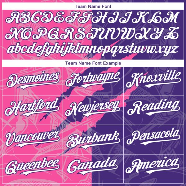 Custom Graffiti Pattern White Purple-Pink 3D Scratch Authentic Baseball Jersey