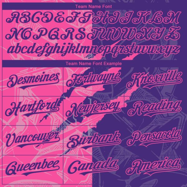 Custom Graffiti Pattern Purple-Pink 3D Scratch Authentic Baseball Jersey