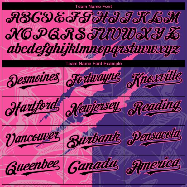 Custom Graffiti Pattern Black Purple-Pink 3D Scratch Authentic Baseball Jersey