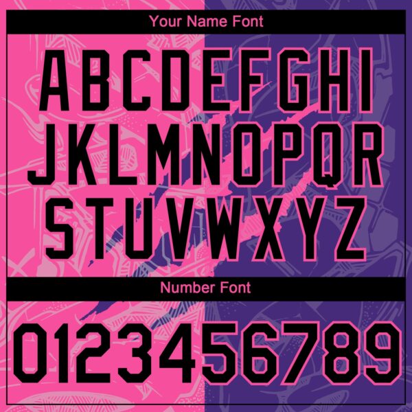 Custom Graffiti Pattern Black Purple-Pink 3D Scratch Authentic Baseball Jersey