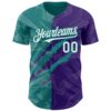 Custom Graffiti Pattern White Purple-Teal 3D Scratch Authentic Baseball Jersey