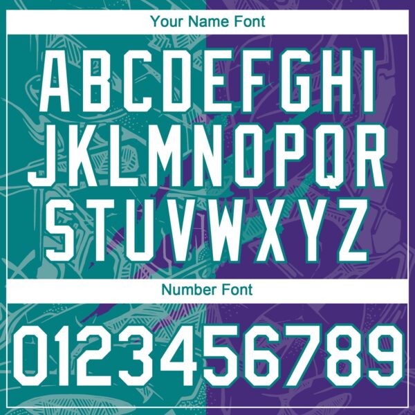 Custom Graffiti Pattern White Purple-Teal 3D Scratch Authentic Baseball Jersey