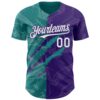 Custom Graffiti Pattern White Purple-Teal 3D Scratch Authentic Baseball Jersey
