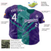 Custom Graffiti Pattern White Purple-Teal 3D Scratch Authentic Baseball Jersey