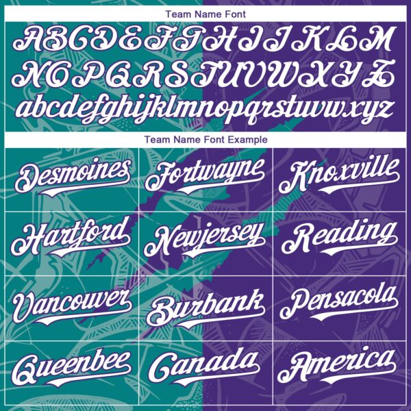 Custom Graffiti Pattern White Purple-Teal 3D Scratch Authentic Baseball Jersey