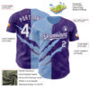 Custom Graffiti Pattern White Purple-Light Blue 3D Scratch Authentic Baseball Jersey