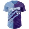 Custom Graffiti Pattern White Purple-Light Blue 3D Scratch Authentic Baseball Jersey