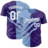 Custom Graffiti Pattern White Purple-Light Blue 3D Scratch Authentic Baseball Jersey