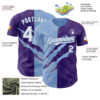 Custom Graffiti Pattern White Purple-Light Blue 3D Scratch Authentic Baseball Jersey