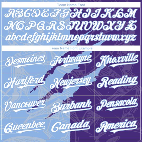 Custom Graffiti Pattern White Purple-Light Blue 3D Scratch Authentic Baseball Jersey
