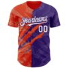 Custom Graffiti Pattern White Purple-Orange 3D Scratch Authentic Baseball Jersey
