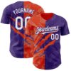 Custom Graffiti Pattern White Purple-Orange 3D Scratch Authentic Baseball Jersey