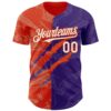 Custom Graffiti Pattern White Purple-Orange 3D Scratch Authentic Baseball Jersey