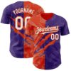 Custom Graffiti Pattern White Purple-Orange 3D Scratch Authentic Baseball Jersey