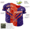 Custom Graffiti Pattern White Purple-Orange 3D Scratch Authentic Baseball Jersey