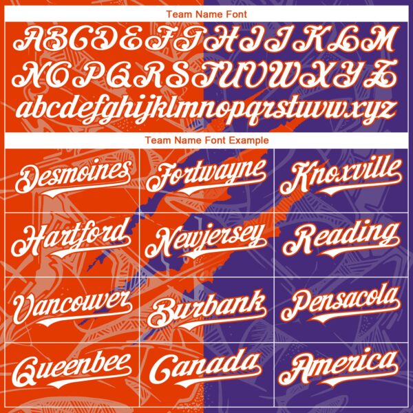 Custom Graffiti Pattern White Purple-Orange 3D Scratch Authentic Baseball Jersey