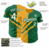 Custom Graffiti Pattern White Kelly Green-Gold 3D Scratch Authentic Baseball Jersey