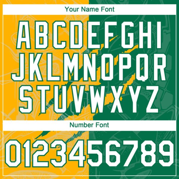 Custom Graffiti Pattern White Kelly Green-Gold 3D Scratch Authentic Baseball Jersey