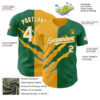 Custom Graffiti Pattern White Kelly Green-Gold 3D Scratch Authentic Baseball Jersey