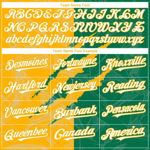 Custom Graffiti Pattern White Kelly Green-Gold 3D Scratch Authentic Baseball Jersey