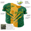 Custom Graffiti Pattern Kelly Green-Gold 3D Scratch Authentic Baseball Jersey