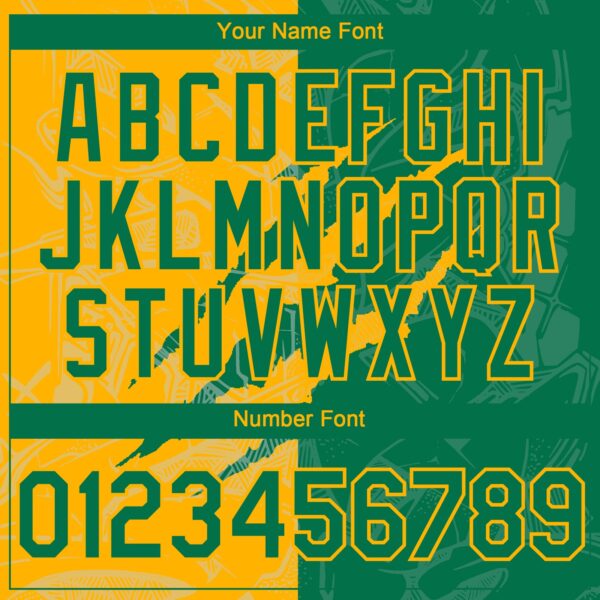 Custom Graffiti Pattern Kelly Green-Gold 3D Scratch Authentic Baseball Jersey