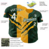Custom Graffiti Pattern White Green-Gold 3D Scratch Authentic Baseball Jersey