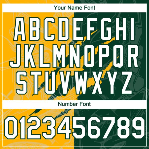 Custom Graffiti Pattern White Green-Gold 3D Scratch Authentic Baseball Jersey