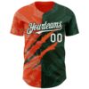 Custom Graffiti Pattern White Green-Orange 3D Scratch Authentic Baseball Jersey