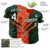 Custom Graffiti Pattern White Green-Orange 3D Scratch Authentic Baseball Jersey