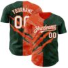 Custom Graffiti Pattern White Green-Orange 3D Scratch Authentic Baseball Jersey