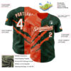 Custom Graffiti Pattern White Green-Orange 3D Scratch Authentic Baseball Jersey