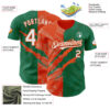 Custom Graffiti Pattern White Kelly Green-Orange 3D Scratch Authentic Baseball Jersey