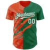Custom Graffiti Pattern White Kelly Green-Orange 3D Scratch Authentic Baseball Jersey
