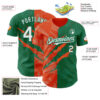 Custom Graffiti Pattern White Kelly Green-Orange 3D Scratch Authentic Baseball Jersey