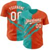 Custom Graffiti Pattern White Orange-Aqua 3D Scratch Authentic Baseball Jersey