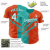 Custom Graffiti Pattern White Orange-Aqua 3D Scratch Authentic Baseball Jersey
