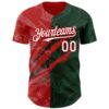 Custom Graffiti Pattern White Green-Red 3D Scratch Authentic Baseball Jersey