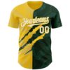 Custom Graffiti Pattern White Green-Yellow 3D Scratch Authentic Baseball Jersey