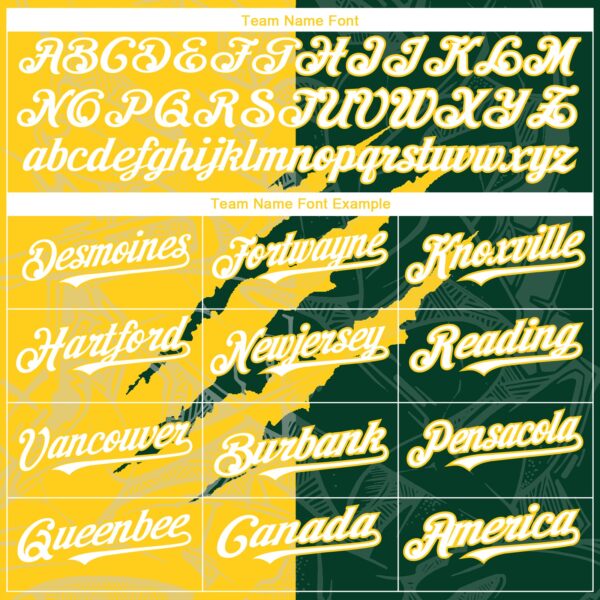 Custom Graffiti Pattern White Green-Yellow 3D Scratch Authentic Baseball Jersey