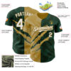 Custom Graffiti Pattern White Green-Old Gold 3D Scratch Authentic Baseball Jersey