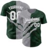 Custom Graffiti Pattern White Green-Gray 3D Scratch Authentic Baseball Jersey