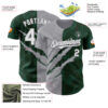 Custom Graffiti Pattern White Green-Gray 3D Scratch Authentic Baseball Jersey