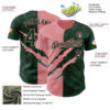 Custom Graffiti Pattern Green-Medium Pink 3D Scratch Authentic Baseball Jersey
