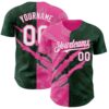 Custom Graffiti Pattern White Green-Pink 3D Scratch Authentic Baseball Jersey