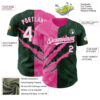Custom Graffiti Pattern White Green-Pink 3D Scratch Authentic Baseball Jersey