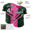 Custom Graffiti Pattern White Green-Pink 3D Scratch Authentic Baseball Jersey