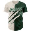 Custom Graffiti Pattern Green-Cream 3D Scratch Authentic Baseball Jersey