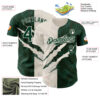 Custom Graffiti Pattern Green-Cream 3D Scratch Authentic Baseball Jersey