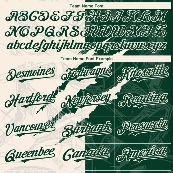 Custom Graffiti Pattern Green-Cream 3D Scratch Authentic Baseball Jersey